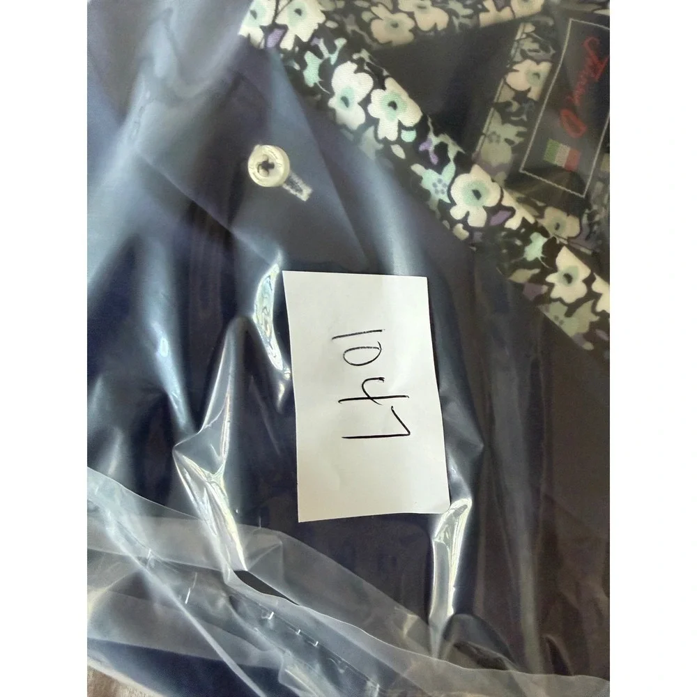 Johnny D Button Down Shirt Mens XXXL Navy Cotton Floral Preppy Work Professional